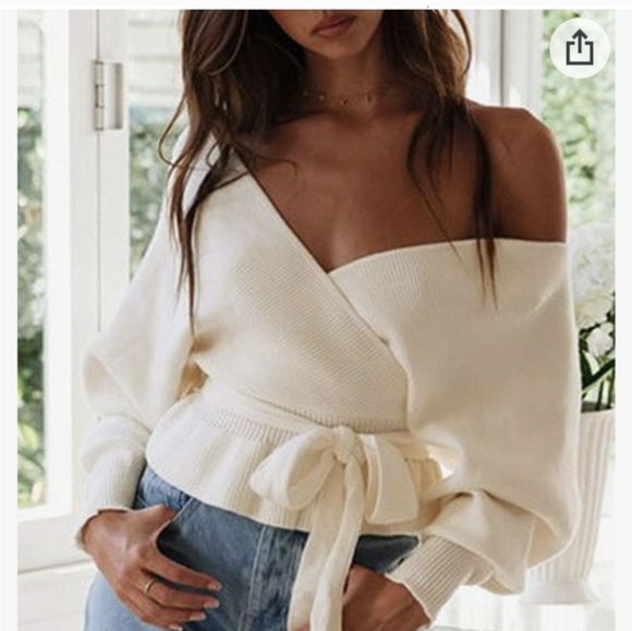 NWT tie waist peplum sweater - Picture 2 of 10